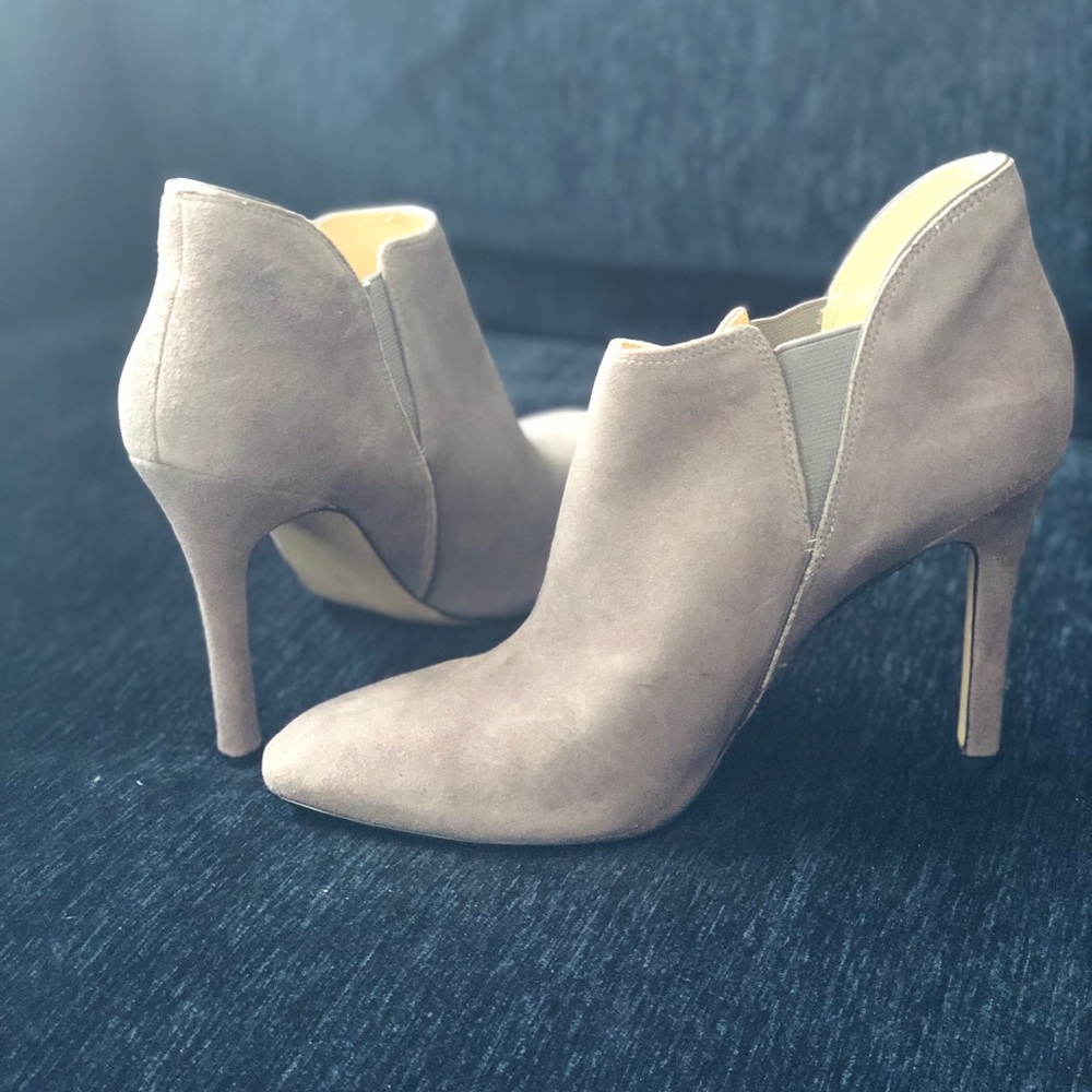 Audrey Brooke Grey Suede Booties